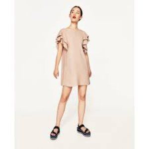 Zara Nude Ruffle Dress